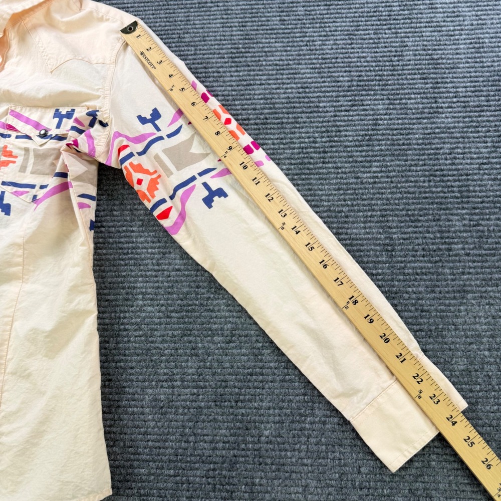 Wrangler Retro Womens Peach Southwestern Western Snap Shirt Womens Medium - Picture 11 of 12